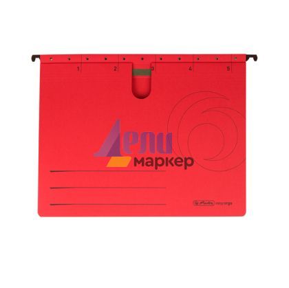 Папка за картотека Herlitz Л-образна, картон 5 бр. Червена