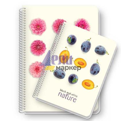 Тетрадка Black&White Nature Mix PP корица, спирала, creamy офсет, 2 теми, А5 100 л. с редове
