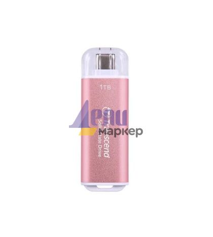 Твърд диск Transcend 1TB, USB External SSD, ESD300P, USB 10Gbps, Type C, Pink