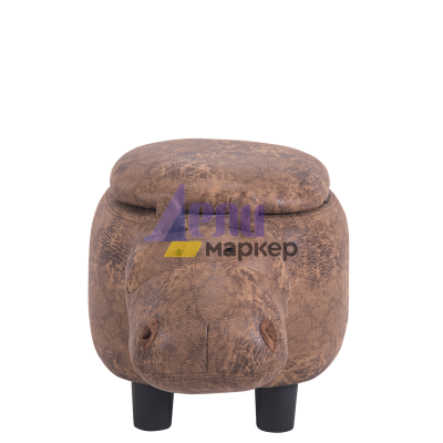 Детска табуретка с ракла - кафяв хипопотам