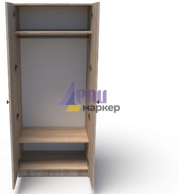 Двукрилен гардероб Каталина с лост за дрехи и два рафта