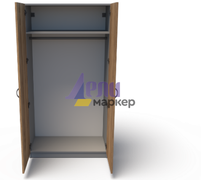 Двукрилен гардероб БАЙРОН с лост за дрехи и рафт