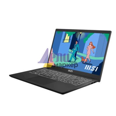 Лаптоп MSI Modern 15 B12MO, i7-1255U (10C/12T, up to 4.70 GHz, 12 MB), 15.6" FHD (1920x1080), IPS, Onboard DDR IV 16GB (3200MHz) , 512GB NVMe Gen3x4 SSD, Iris Xe Graphics , Intel WiFi 6, BT5.2, Single backlight KB(White), 3 cell 39.3Whr, 2Y, Classic Black