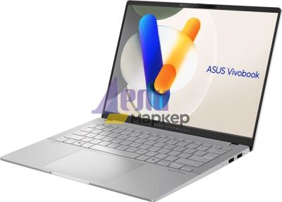 Лаптоп Asus Vivobook S M5406NA-QD080,AMD Ryzen R5-7535HS, 14 " OLED  WUXGA(WU) (1920X1200)16:10,16GB LPDDR5X (on BD),512 GB SSD,Backlit Chiclet Keyboard 1-Zone RGB with Num-key, NO OS,Cool Silver