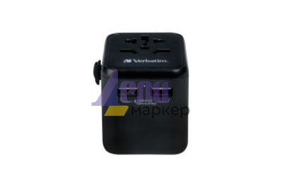 Адаптер Verbatim UTA-01 Universal Travel Adapter with 2 x USB-A ports