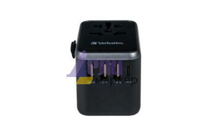 Адаптер Verbatim UTA-04 Universal Travel Adapter with 1 x USB-C PD 61W & QC 3.0 / 1 x USB-C / 3 x USB-A