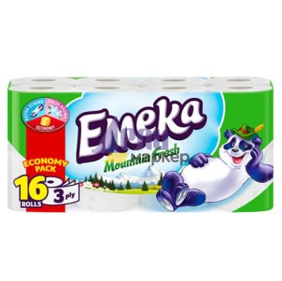 Тоалетна хартия Емека 100% целулоза, трипластова 16 бр. Mountain Fresh