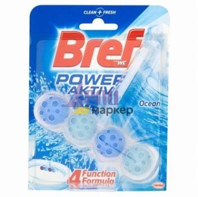 Ароматизатор за тоалетна Bref WC Power Activ Блокче, комплект 50 g, Ocean