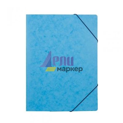 Папка с три капака и ластик Lux Картон, А4 Синя