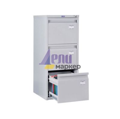 Шкаф за висящи папки Практик А43 Единичен с 3 чекмеджета, 40.8x48x99.5 cm, Сив