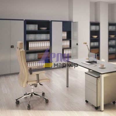 Метален шкаф Malow Office Locker RZ 202 С четири рафта, 80x43.5x199 cm Сив