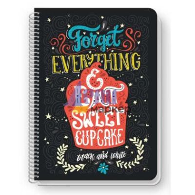 Тетрадка Black&White Colorful Mix Ламинирани корици, спирала, офсет, 2 теми, А4 80 л. с  редове