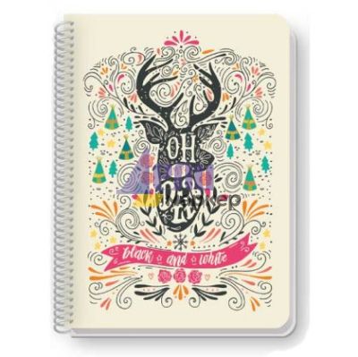 Тетрадка Black&White Colorful Mix Ламинирани корици, спирала, офсет, 2 теми, А4 80 л. с  редове