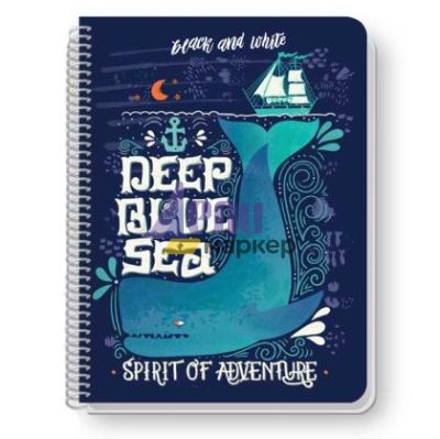 Тетрадка Black&White Colorful Mix Ламинирани корици, спирала, офсет, 2 теми, А4 80 л. с  редове