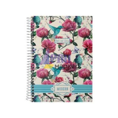 Тетрадка Black&White Decoration Ламинирани корици, спирала, офсет, А4 80 л. с редове