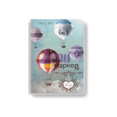 Тетрадка Black&White Vintage Ламинирани корици, спирала, офсет, 2 теми, А4 80 л. с редове