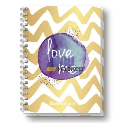 Тетрадка Black&White Love Mix Ламинирани корици, спирала, офсет, 4 теми, А5 160 л. с редове