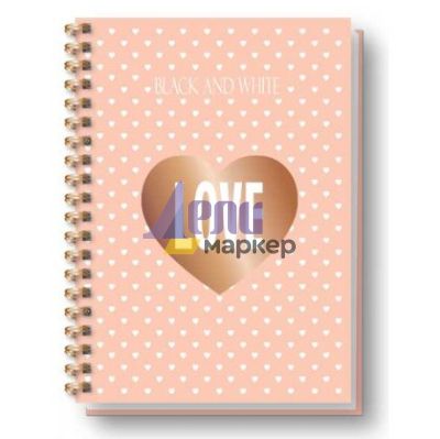 Тетрадка Black&White Glamor Mix Ламинирани корици, спирала, офсет, 4 теми, А5 160 л. с редове