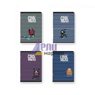 Тетрадка Black&White Boy Mix Меки корици, А5 24 л. с тесни и широки редове