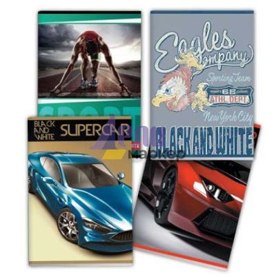 Тетрадка Black&White Boy Mix Меки корици, А5 56 л. с широки редове