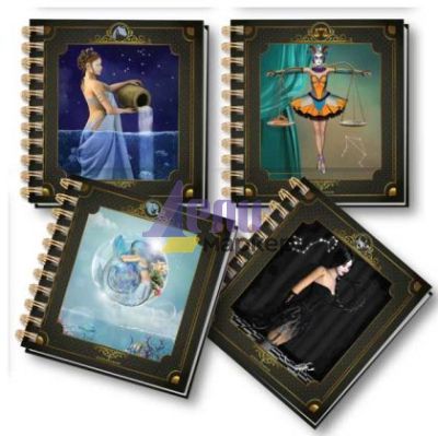 Бележник Black&White Zodiac Твърди корици, спирала, офсет, 15.5x16.5 cm 100 л. с редове