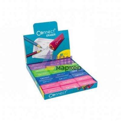 Гума Connect Триъгълен стик, за молив, 45x15x15 mm, Цветен микс