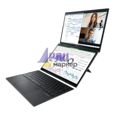 Лаптоп Asus ZenBook Duo 14 UX8406MA-PZ346X, Screen Pad Plus, Intel ULTRA 7 155H ,14" OLED, WQXGA+ ( 2880X1800 ) 16:10Touch, 32GB LPDDR5X (on bd), 1TB SSD, Soft Keyboard, Windows11 Pro,GREY