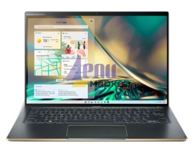 Лаптоп Acer Swift 5, SF514-56T-70F5, Core i7-1260P (up to 4.7GHz, 18MB), 14" 2.5K (2560 x 1440) IPS touch, 16GB LPDDR5, 1024GB PCIe SSD, Intel UMA, WIFI 6E BT 5.0 INTEL Killer CNVi, Backlit KB, FPR, Win 11 Home, Steam Blue+Acer 7in1 Type C dongle