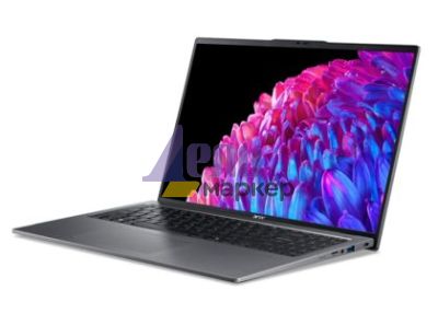 Лаптоп Acer Swift Go16, SFG16-72-7964, Intel Core Ultra 7 155H (up to 4.80 GHz, 24MB), 16" 3.2K OLED 120Hz, 32GB LPDDR5,1024GB PCIe NVMe SSD, Intel UMA, AX+BT 6E, CR Micro SD, QHDCamera, FPR, Win 11 Home, Gray