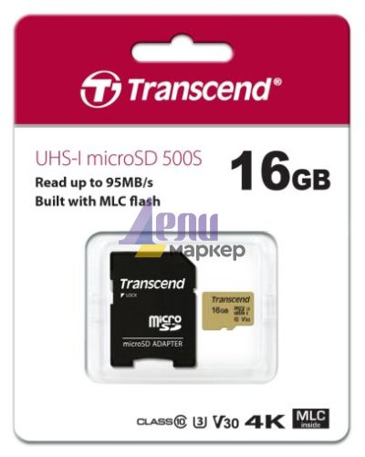 Памет Transcend 16GB micro SD UHS-I U3 (with adapter), MLC