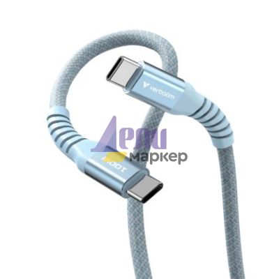 Кабел Verbatim Sync & Charge USB-C to USB-C 100W Magnetic 120 cm - Blue