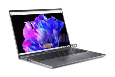 Лаптоп Acer Swift GO 16, SFG16-71-531N, Core i5-1335U (up to 4.6GHz, 12MB), 16" (WUXGA 1920 x 1200) IPS, 400nit, SRGB100%, 16GB LPDDR5, 1024GB PCIe SSD, Intel Iris Xe, QHD cam, WIFI 6E BT 5.0 INTEL CNVi, Mirco SD, Backlit KB, FPR, ESHELL, Gray