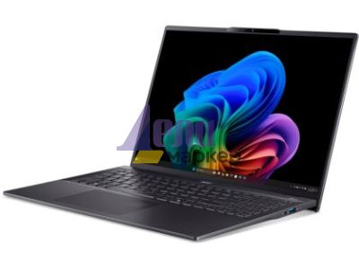 Лаптоп Acer Swift 16 AI, SF16-51-99ND, Intel Core Ultra 9 288V, 16" 2.8K OLED (2880x1800) DCI-P3 100%, 32GB LPDDR5X 6400MHz on board, 1024GB PCIe NVMe SSD, Intel UMA, QHD Cam, WiFi 7, BT 6E, Backlit Kbd, Win 11 Home, Ice Black