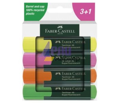 Комплект текст маркери Faber-Castell 1548 Скосен връх 1-5 mm 3+1 цвята