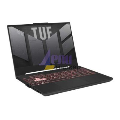 Лаптоп Asus TUF A15 FA507UV-LP014, AMD Ryzen 9 8945HS,15.6" FHD AG (1920x1080)144Hz, 16GB DDR5, 512 GB PCIe 4. RTX 4060 8GB GDDR6, Wi-Fi 6(802.11ax), Backlit Chiclet Keyboard 1-Zone RGB, No OS, Mecha Gray