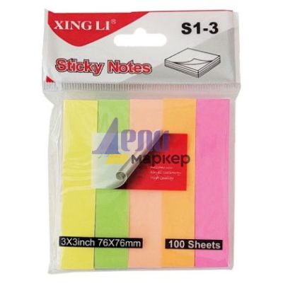 Лепящи индекси Хартиени, 76x15 mm 100 л. 5 цвята