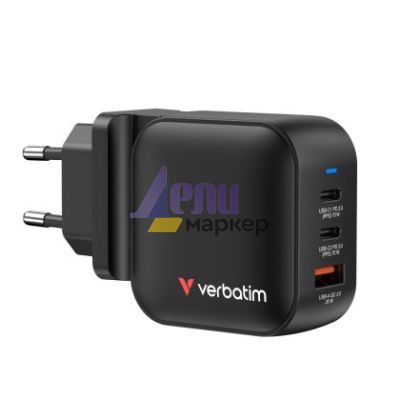 Зарядно устройство Verbatim Mini GaN Charger 70W 3 Port US plug with EU and UK adaptors