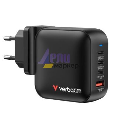 Зарядно устройство Verbatim Mini GaN Charger 100W 4 Port US plug with EU and UK adaptors