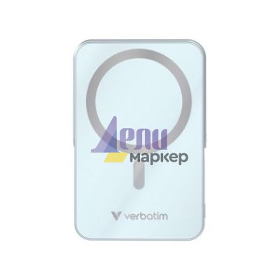 Външна батерия Verbatim Charge 'n' Go Power Bank with Stand Magnetic Wireless 10000mAh Blue