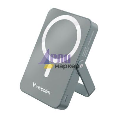 Външна батерия Verbatim Charge 'n' Go Power Bank with Stand Magnetic Wireless 10000mAh Grey