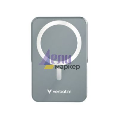 Външна батерия Verbatim Charge 'n' Go Power Bank with Stand Magnetic Wireless 10000mAh Grey