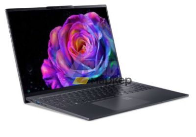 Лаптоп Acer Swift GO 16, SFG16-61-R418, AMD Ryzen 7 350 with AI (Up to 5.0GHz, 16MB), 16” WUXGA+ OLED 120Hz, Adobe&DCI-P3 100%, 1*32GB DDR5, 1024GB PCIe NVMe SSD, AMD Radeon 860M, QHD IR cam, WIFI7+BT, Win 11 Home,Titanium Gray