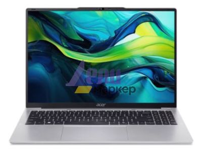 Лаптоп Acer Aspire Lite 16, AL16-52P-50A8, i5 1334U (up to 4.60GHz, 12MB), 16" WUXGA (1920 x 1200)IPS, 1*16GB DDR5 4800MHz (1 slot free), 512GB PCIe NVMe SSD, Intel Iris Xe Graphics, 2.0MP FHD Cam, Wi-Fi 6AX201+BT 5.1, No OS, Silver