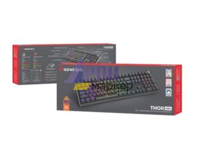 Клавиатура Genesis Mechanical Gaming Keyboard Thor 404 Black RGB Backlight Outemu Peach Silent, US Layout