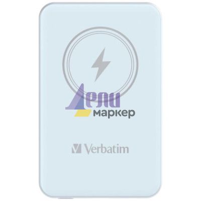 Външна батерия Verbatim MCP-5BE Power Pack 5000 mAh with UBS-C PD 20W / Magnetic Wireless Charging 15W Blue