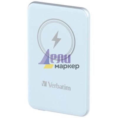 Външна батерия Verbatim MCP-5BE Power Pack 5000 mAh with UBS-C PD 20W / Magnetic Wireless Charging 15W Blue