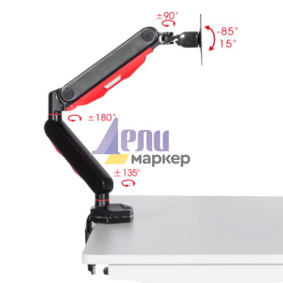Геймърска стойка за монитор с газов амортисьор Carmen CR-530 - черно - червена