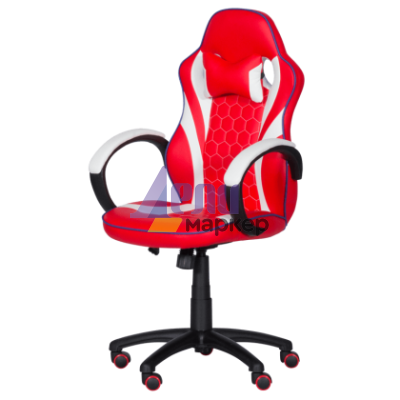 Геймърски стол с футболни мотиви Carmen 6300 - червено-бял