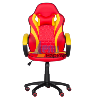 Геймърски стол с футболни мотиви Carmen 6305 - червено-жълт