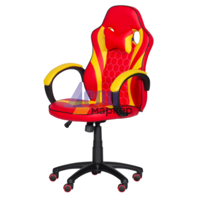 Геймърски стол с футболни мотиви Carmen 6305 - червено-жълт